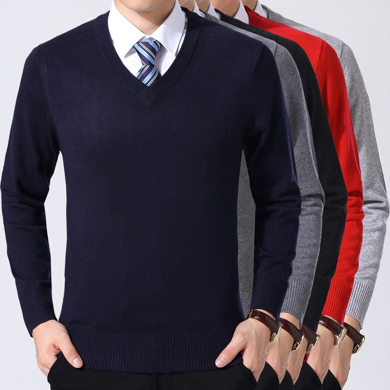New Fashion Brand Sweater Mens Pullover V Neck Slim Fit Jumpers Knitting Thick Warm Autumn Korean Style Casual Mens Clothes