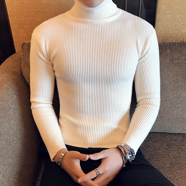 Brand Men Turtleneck Sweaters and Pullovers Fashion Knitted Sweater Winter Men Pullover Homme Wool Casual Solid Clothes