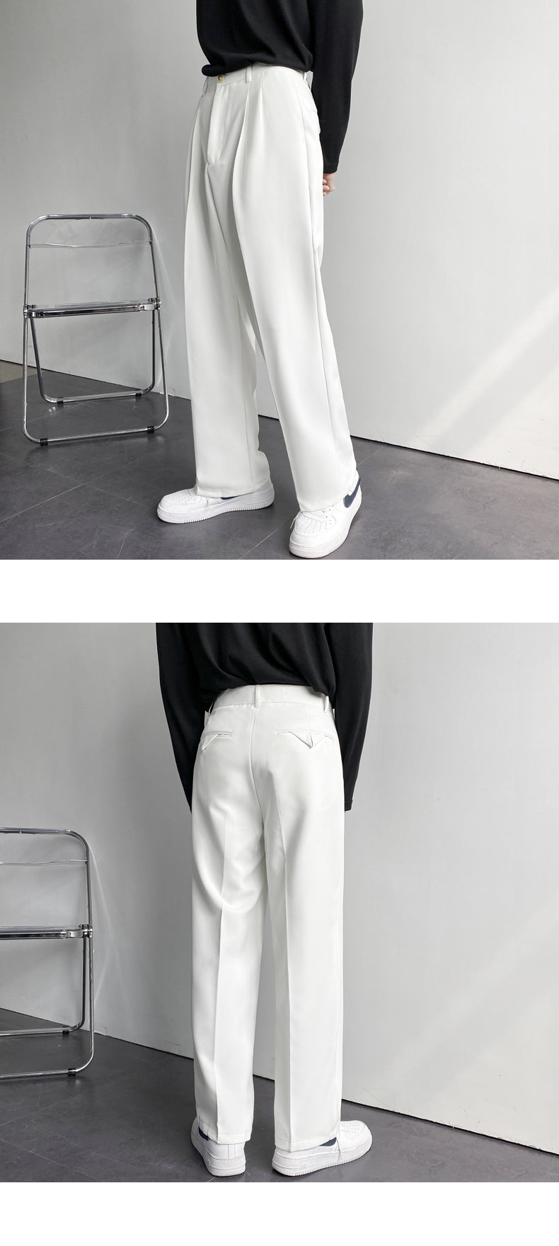 Men Suit Pants Solid Full Baggy Casual Wide Leg Trousers for Men Khaki Black White Japanese Style Streetwear Oversize Pants Man