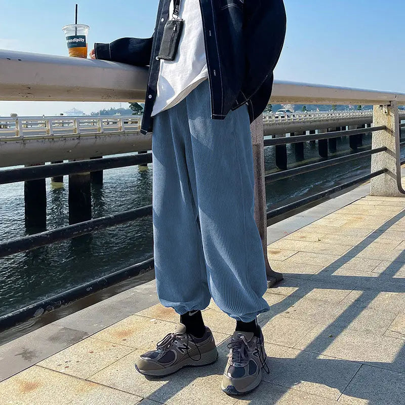 saferido Spring Men's Corduroy Fabric Casual Pants Velvet Hip Hop Harem Pants Joggers Sweatpants Streetwear Mens Fashion Trousers