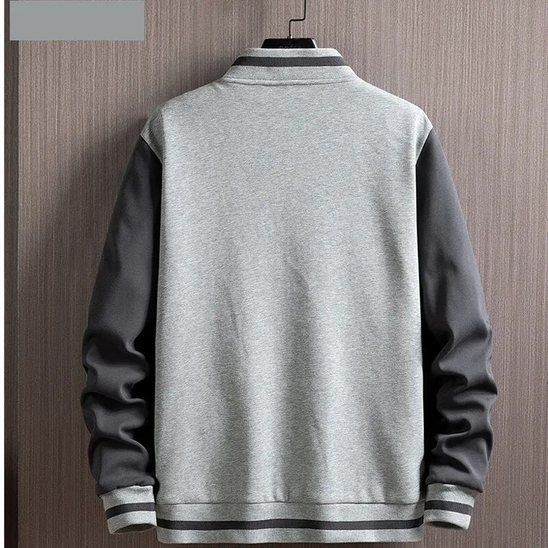 New Men Baseball Jacket Single Breasted Patchwork Casual Baseball Uniform Coat MaleBomber Jacket