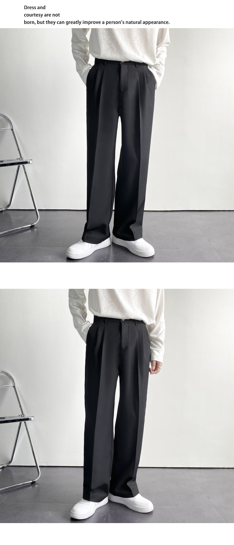 Men Suit Pants Solid Full Baggy Casual Wide Leg Trousers for Men Khaki Black White Japanese Style Streetwear Oversize Pants Man
