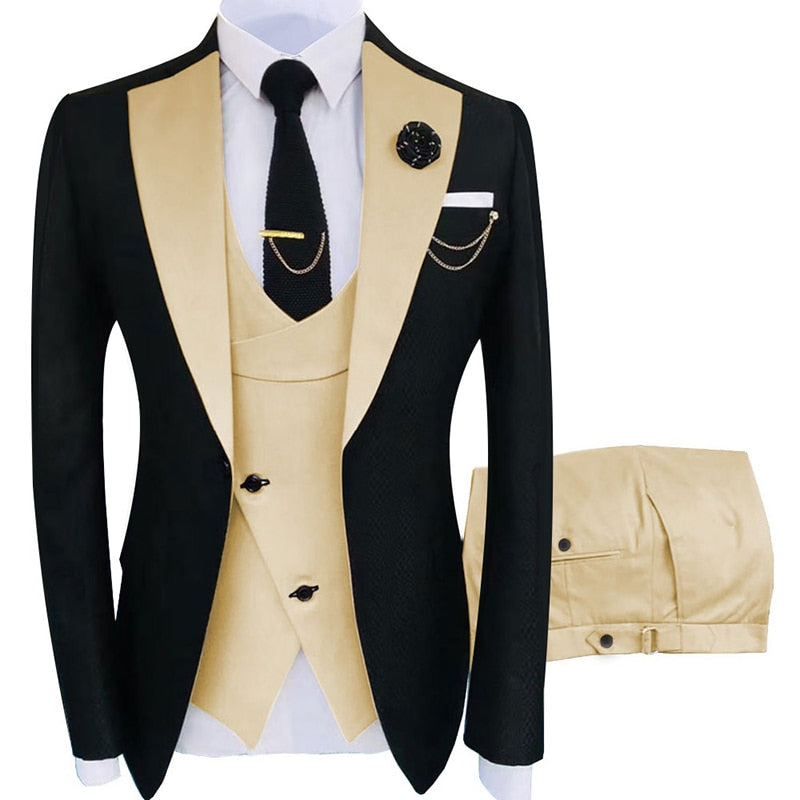 New Arrival Terno Masculino Slim Fit Blazers Ball And Groom Suits For Men Boutique Fashion Wedding( Jacket + Vest + Pants )