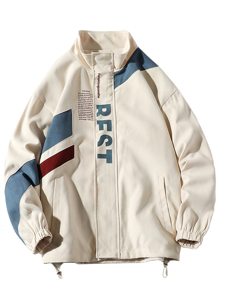 Bomber Jacket Men Letter Printed Outerwear Streetwear Fashion Plus Size Loose Windbreaker Coat Male Clothing 5XL