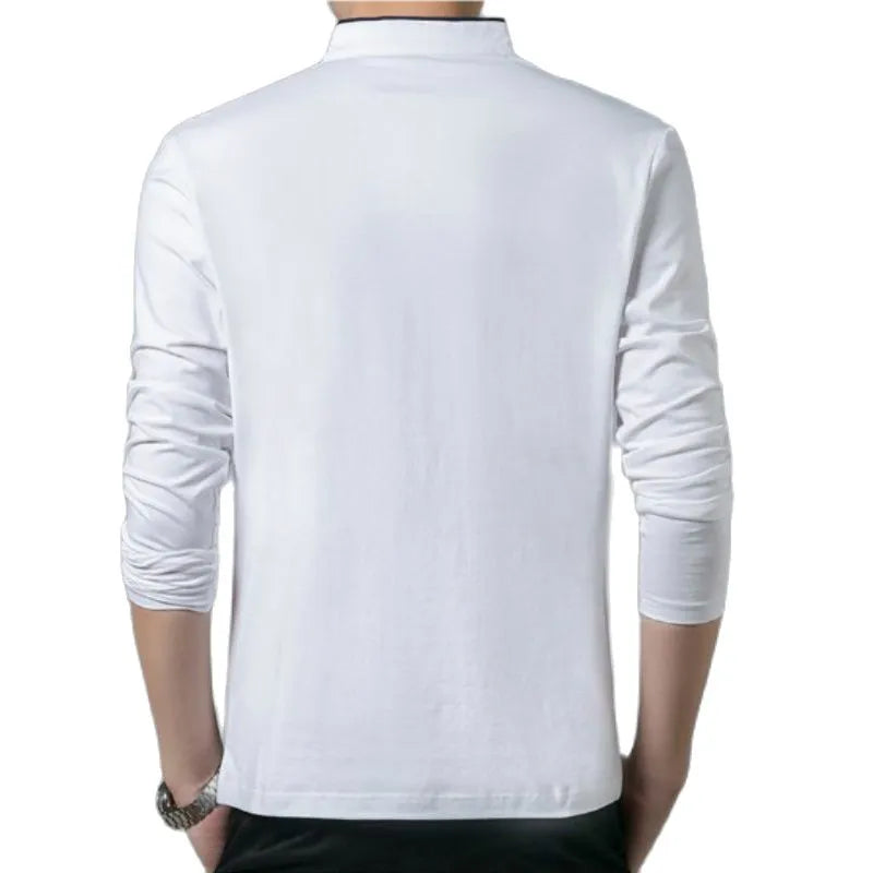 saferido Hot Sale 2024 Spring Mens Tshirt Long Sleeve Stand Basic Solid Blouse Tee Shirt Top Casual Cotton T-shirt Men Undershirt