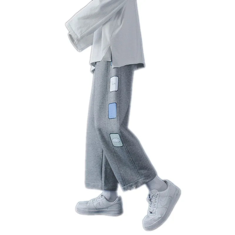 saferido Strange taste casual pants autumn and winter Korean students' slim and versatile loose straight HIP HOP wide leg sports pants