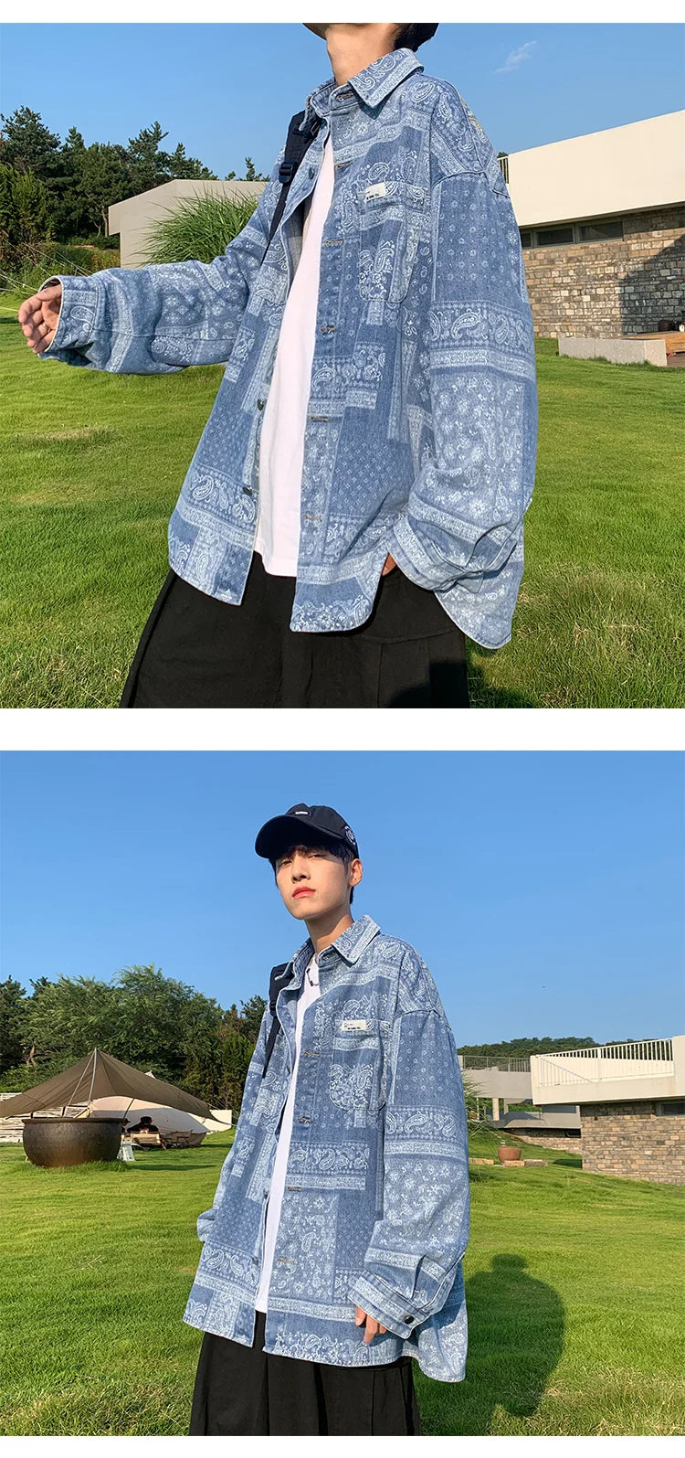 saferido French cashew flower shirt men's long sleeve spring and autumn fashion brand design sense of small ruffian handsome shirt New