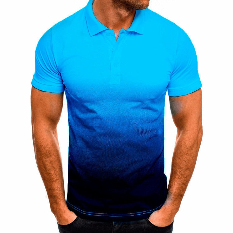 MRMT Brand New Men's Casual T-Shirt 3D Digital Print Gradient Color Lapel Men Polo Tees Shirt Short-Sleeved Man Polo Shirts
