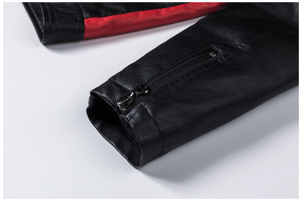 saferido Men Winter Casual Motor Spliced Leather Jacket Coat Men Autumn Fashion Biker Vintage Warm Leather Jacket Coat Men