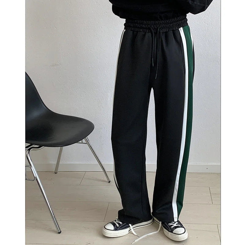 saferido Korean Style Men's Loose Straight Casual Pants Hip Hop Style Joggers Sweatpants Streetwear Pantalon Homme Trousers M-2XL