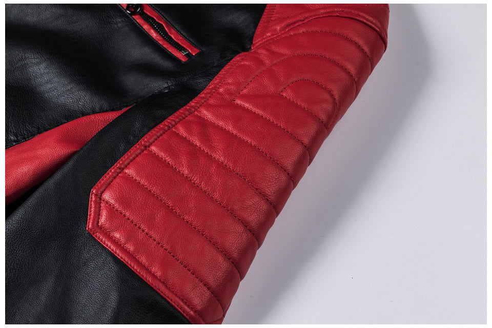 saferido Men Winter Casual Motor Spliced Leather Jacket Coat Men Autumn Fashion Biker Vintage Warm Leather Jacket Coat Men