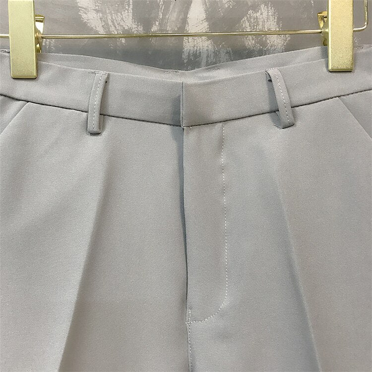five-point pants men's summer trend casual 5 points mid pants wild youth loose white suit shorts bermuda masculina