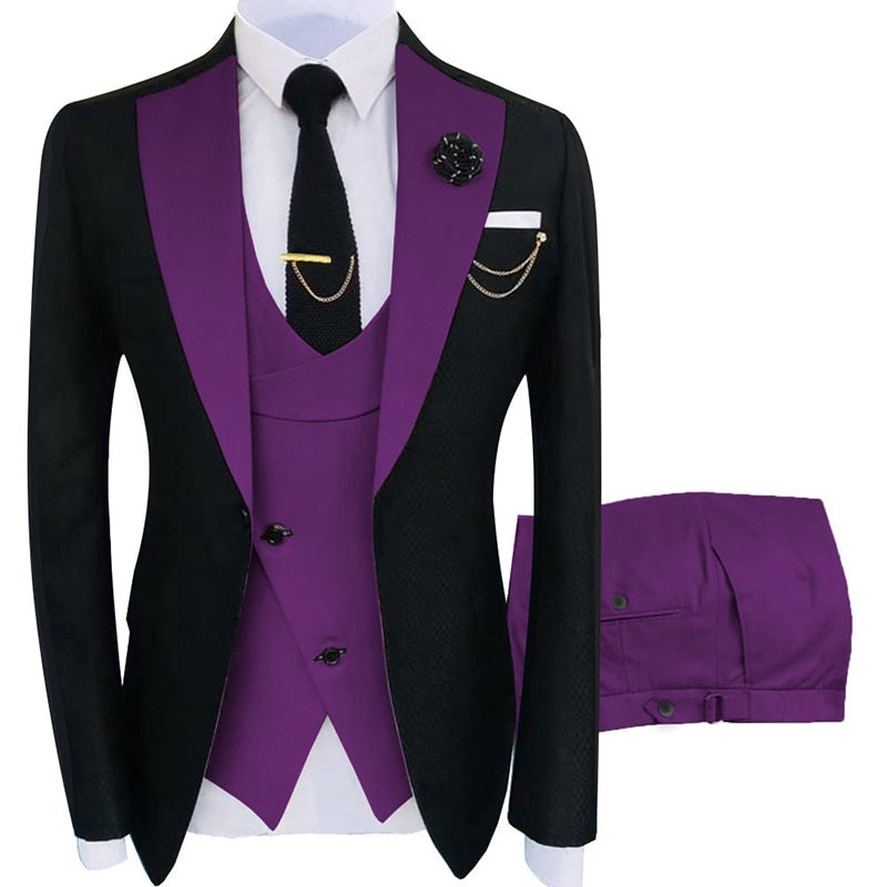 New Arrival Terno Masculino Slim Fit Blazers Ball And Groom Suits For Men Boutique Fashion Wedding( Jacket + Vest + Pants )