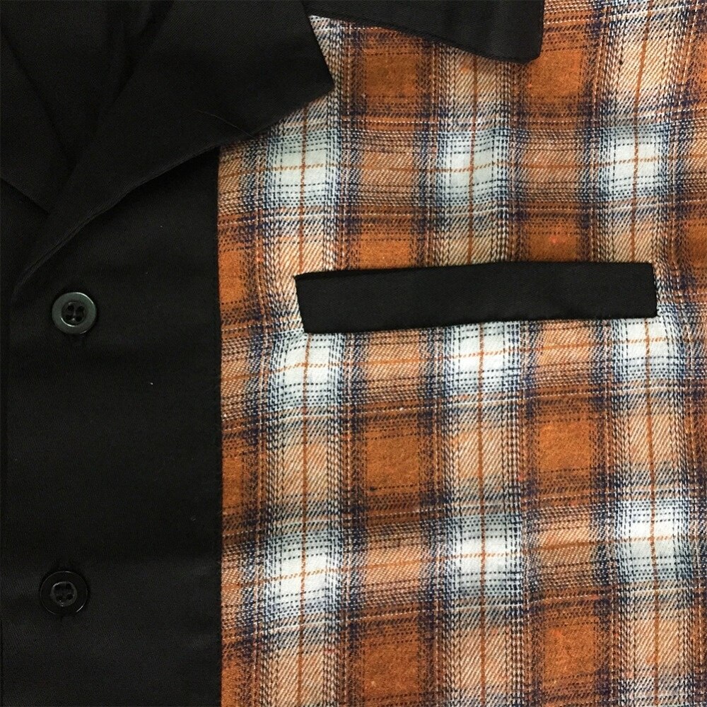 Brand Plaid Shirts Men's Blouse Patchwork Short Sleeve Casual Button Down Shirts Camiseta Retro Hombre Bowling Dress Male Shirts