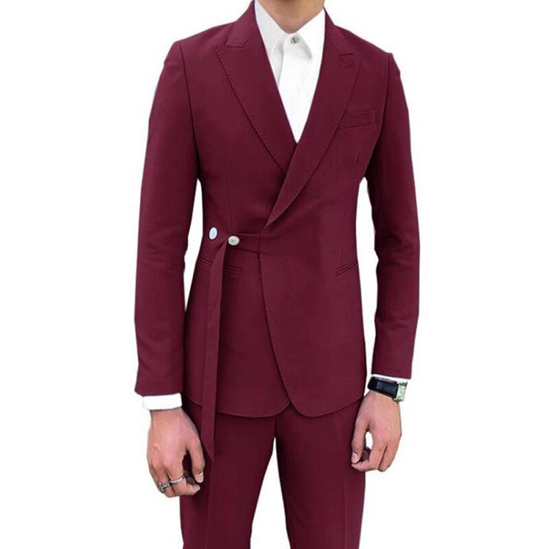 New Style Men Suits White Groom Tuxedos Peak Lapel Groomsmen Wedding Best Man 2 Pieces ( Jacket + Pants + Tie ) D73
