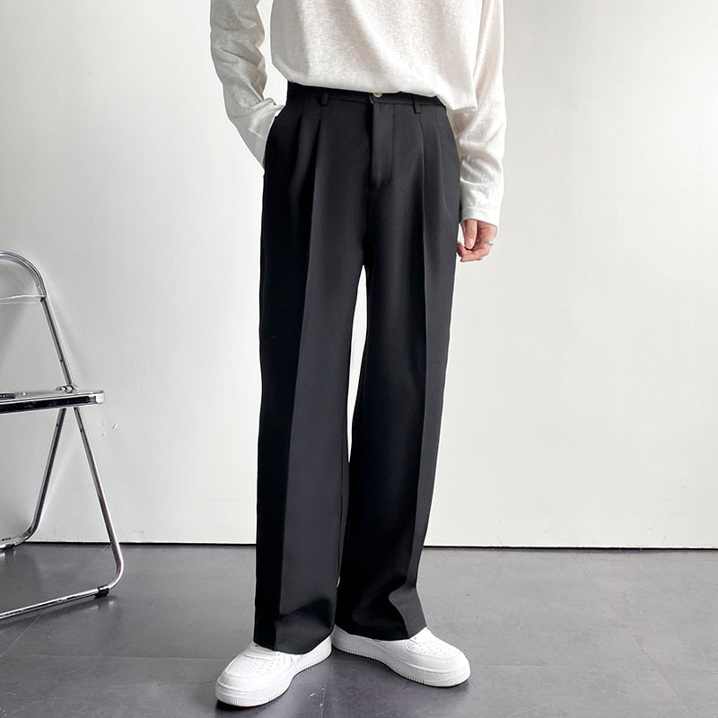 Men Suit Pants Solid Full Baggy Casual Wide Leg Trousers for Men Khaki Black White Japanese Style Streetwear Oversize Pants Man