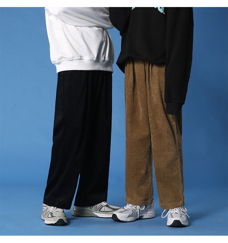 Autumn/winter Corduroy Pants Men's Fashion Casual Pants Men Streetwear Loose Hip-hop Straight Wide-leg Pants Mens Trousers M-3XL