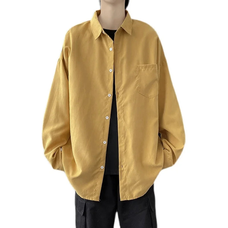 saferido Shirt men's long sleeve ins simple and versatile loose Shirt spring and autumn Korean fashion handsome casual