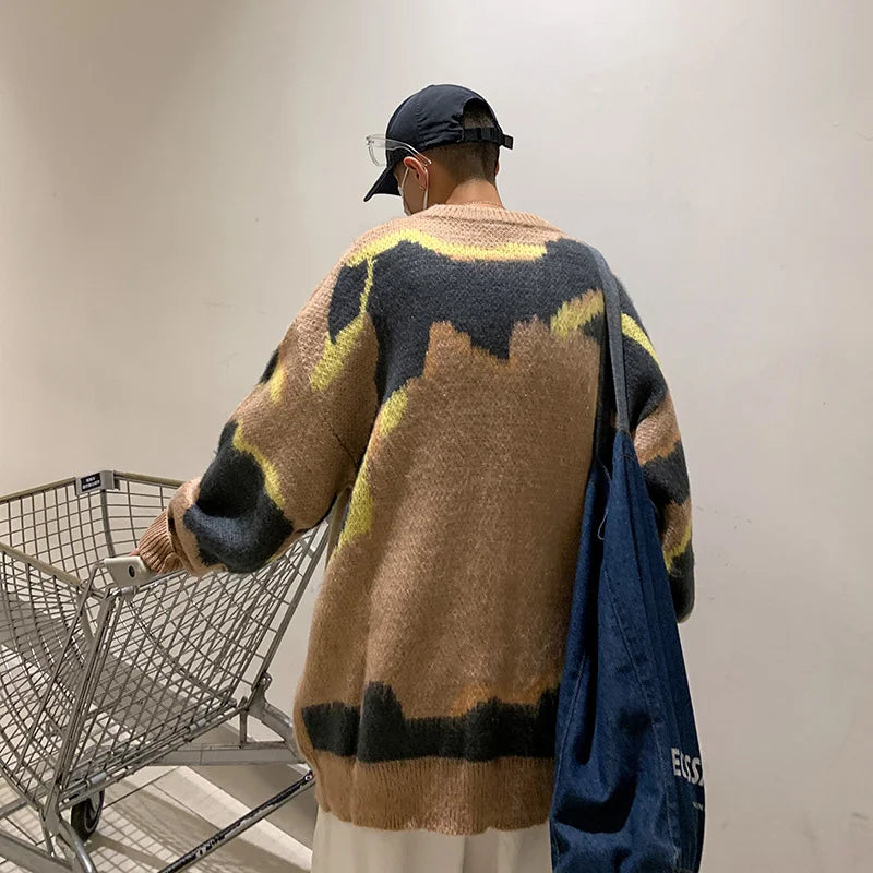 saferido Autumn winter thickened sweater men's Korean version trend loose knit winter ins lazy sweater coat