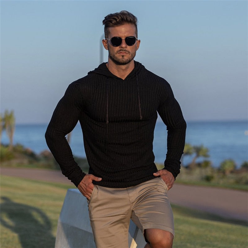 New Fashion Winter Hooded Sweater Men Warm Turtleneck Mens Sweaters Slim Fit Pullover Men Classic Sweter Men Knitwear