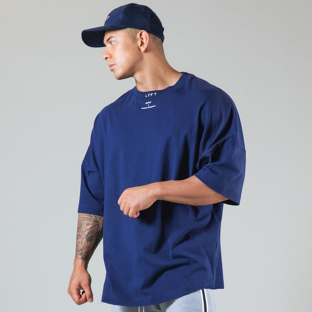 New Summer Running Oversized T-Shirt Men's Gym Bodybuilding Fitness Loose Casual Cotton Short Sleeve Men's Street Sports T-Shirt
