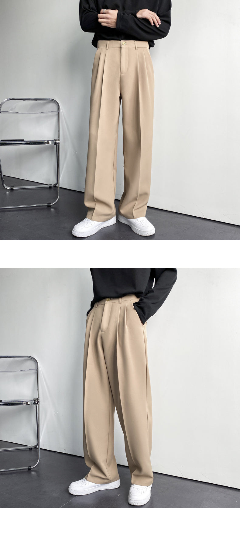 Men Suit Pants Solid Full Baggy Casual Wide Leg Trousers for Men Khaki Black White Japanese Style Streetwear Oversize Pants Man