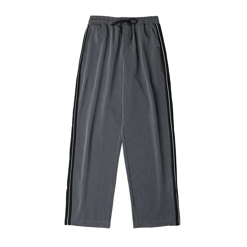 saferido Sportswear men's Korean fashion loose size straight pants man versatile side stripe feeling nine point casual pants sweatpants