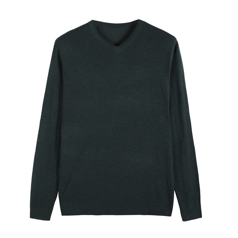 Autumn New Men's Thin Knit Sweater Business Casual V-neck Pullovers Classic Style Comfortable Slim Basic Sweater Male Brand