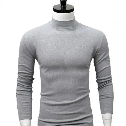 Men Shirt Sweater Solid Color Half High Collar Casual Slim Long Sleeve Keep Warm Tight Shirt Male for Men Clothes Inner Wear 2Xl