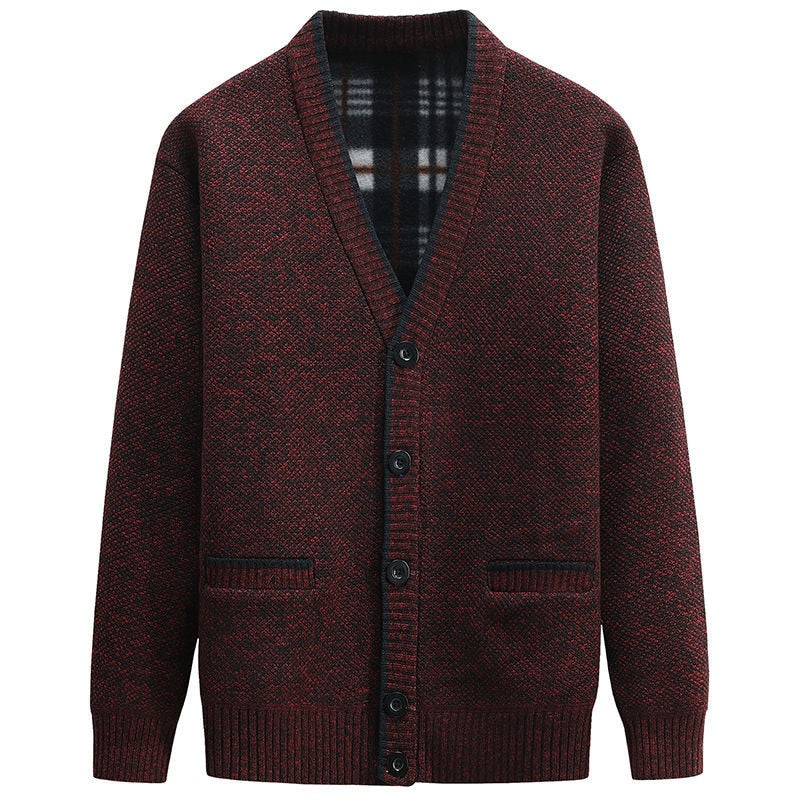 New Cardigan Men Autumn Winter Thick V Neck Knitted Sweater Coats Casual Warm Knitted Cardigan Men Fashion Mens Clothing