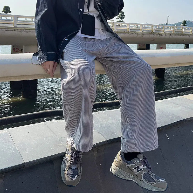 saferido Spring Men's Corduroy Fabric Casual Pants Velvet Hip Hop Harem Pants Joggers Sweatpants Streetwear Mens Fashion Trousers