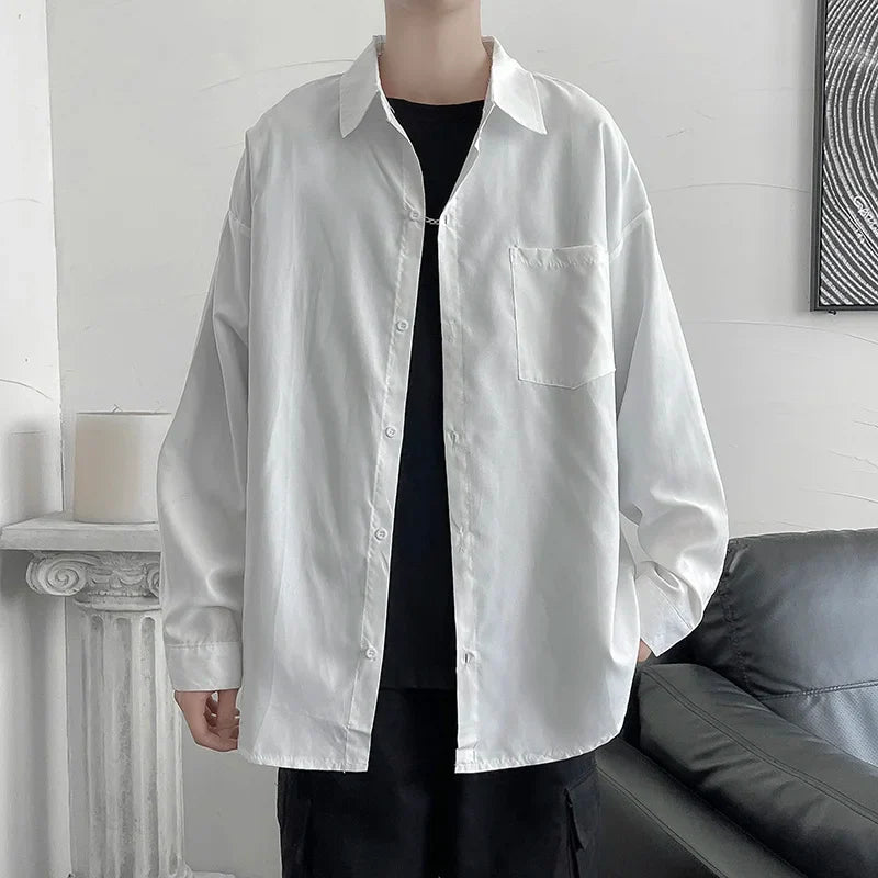 saferido Shirt men's long sleeve ins simple and versatile loose Shirt spring and autumn Korean fashion handsome casual