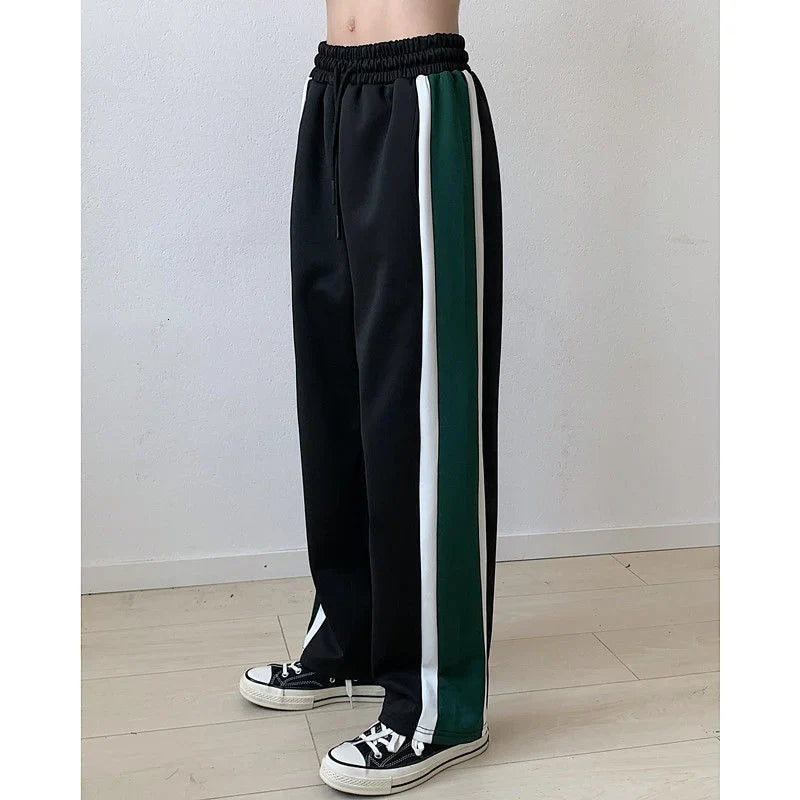 saferido Korean Style Men's Loose Straight Casual Pants Hip Hop Style Joggers Sweatpants Streetwear Pantalon Homme Trousers M-2XL