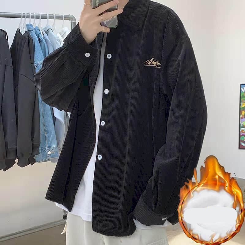 saferido Men's shirt casual Korean ruffian handsome corduroy jacket trend Harajuku all-match Hong Kong style autumn long-sleeved shirt