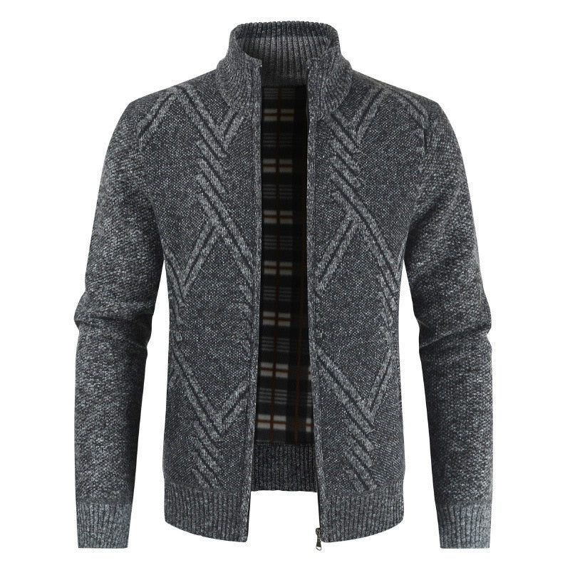 New Autumn Winter Jacket Men Coats Solid Slim Fit Thick Fleece Coats Men Jacket Casual Stand Collar Zip Jacket Men