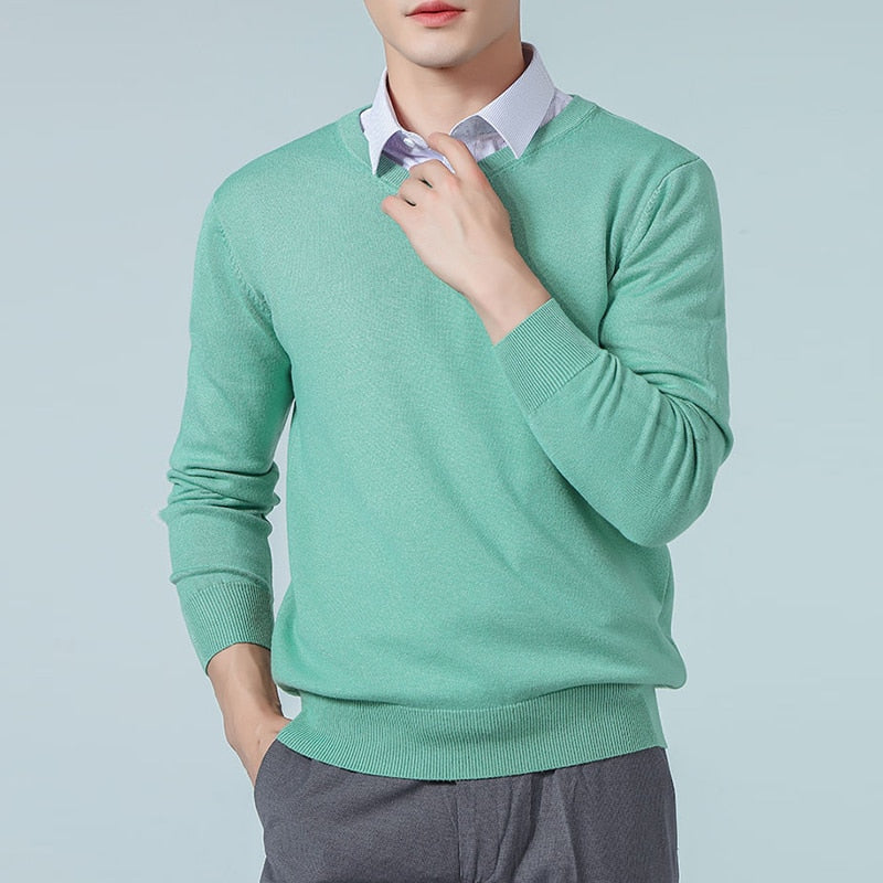 Men's Sweaters Cashmere Blend Knitting V-neck Pullovers Hot Sale Spring&Winter Male Wool Knitwear High Quality jumpers Clothes