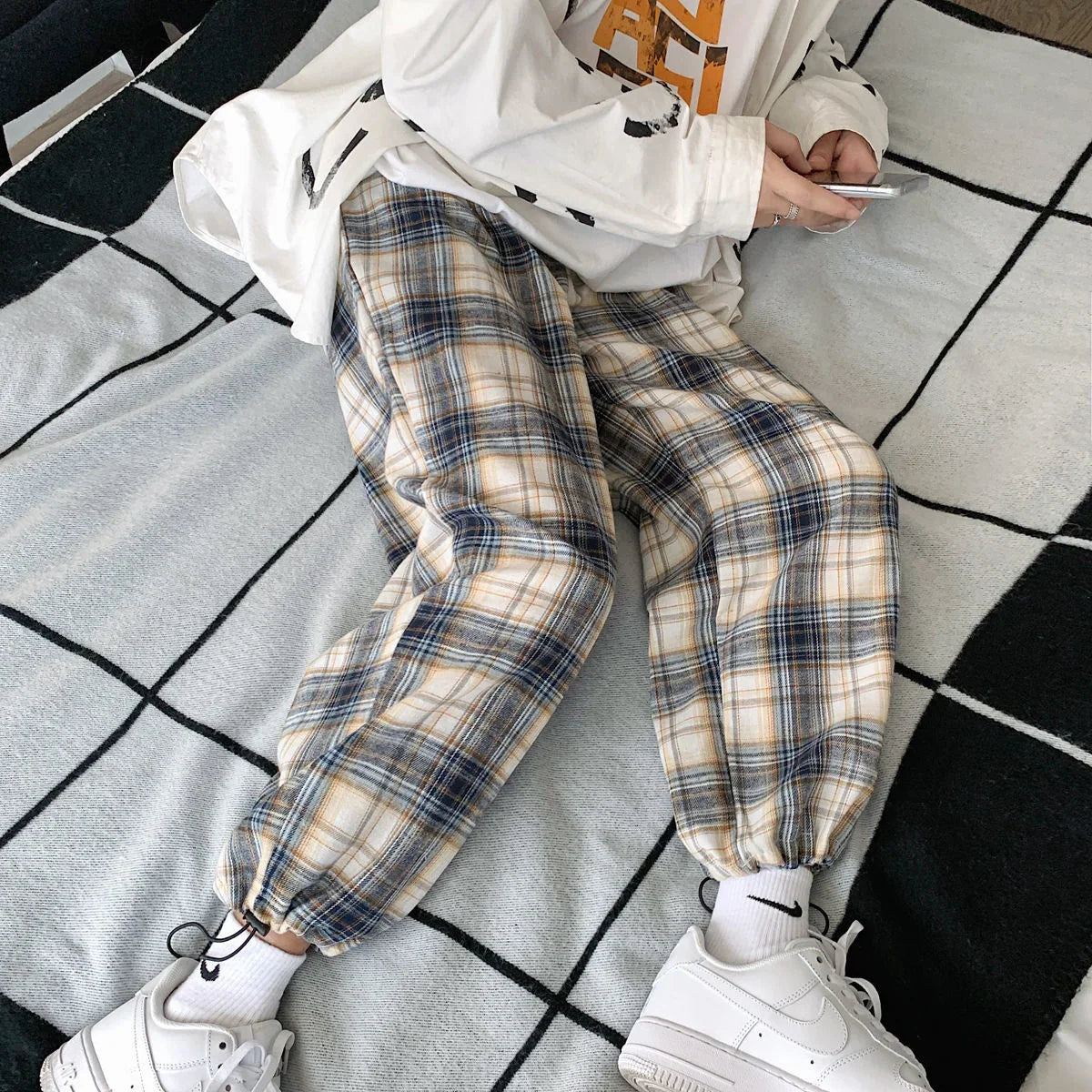 saferido Korean Style Men's Fashion Trend Casual Pants Loose Hip Hop Joggers Sweatpants Homme Elastic Waist Khaki Trousers M-2XL