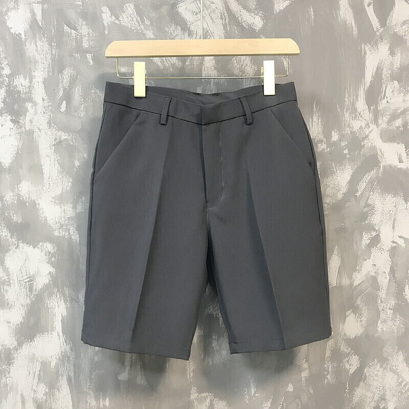 five-point pants men's summer trend casual 5 points mid pants wild youth loose white suit shorts bermuda masculina