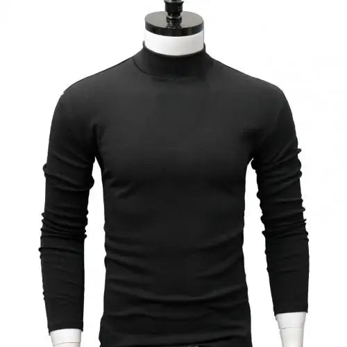 Men Shirt Sweater Solid Color Half High Collar Casual Slim Long Sleeve Keep Warm Tight Shirt Male for Men Clothes Inner Wear 2Xl