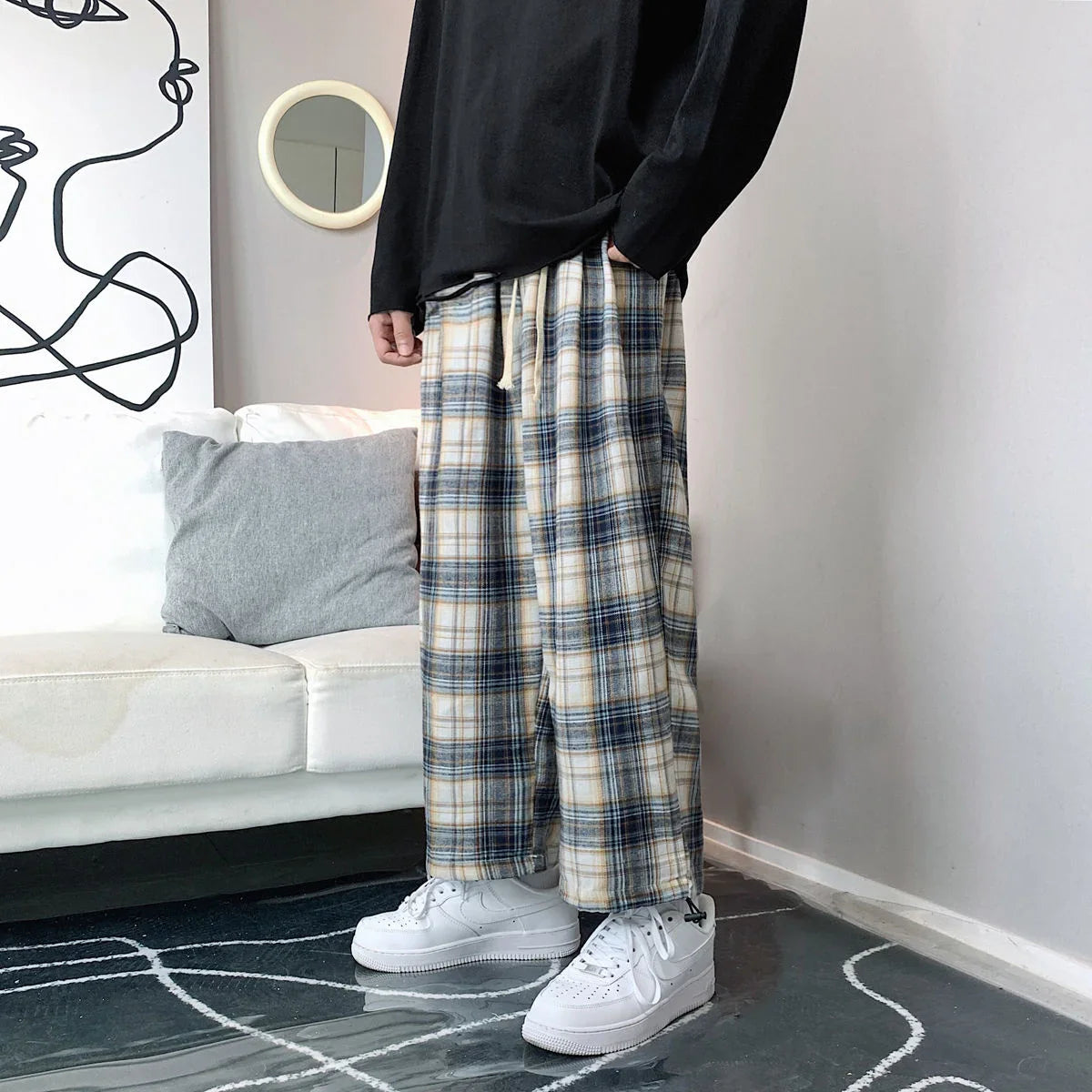 saferido Korean Style Men's Fashion Trend Casual Pants Loose Hip Hop Joggers Sweatpants Homme Elastic Waist Khaki Trousers M-2XL