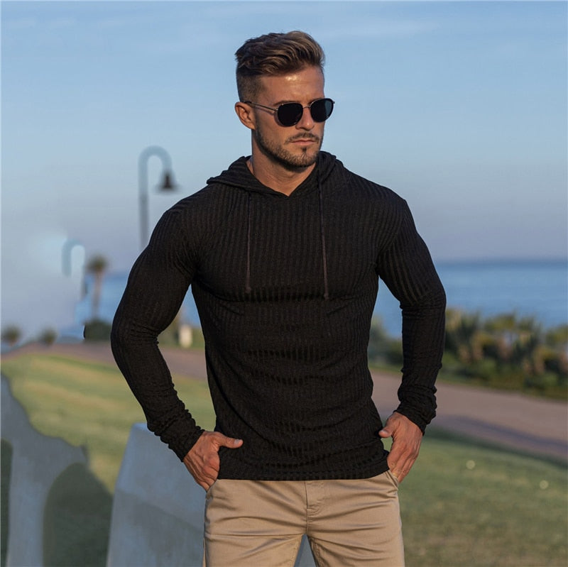 New Fashion Winter Hooded Sweater Men Warm Turtleneck Mens Sweaters Slim Fit Pullover Men Classic Sweter Men Knitwear