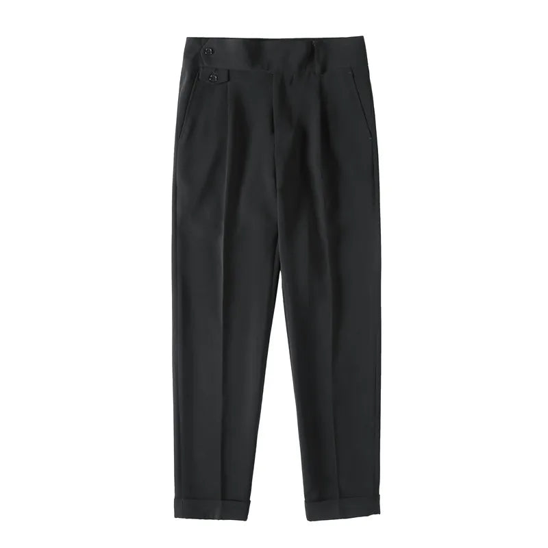 British Dress Pants For Men Clothing Fashion High Waist Men's Pants Elegant Business Formal Wear Men Trousers High Quality