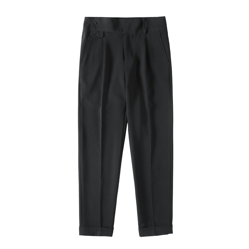 British Style Autumn New Solid Business Casual Suit Pants Men Clothing Simple All Match Formal Wear Office Trousers Straight 36