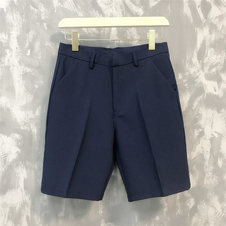 five-point pants men's summer trend casual 5 points mid pants wild youth loose white suit shorts bermuda masculina
