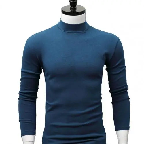 Men Shirt Sweater Solid Color Half High Collar Casual Slim Long Sleeve Keep Warm Tight Shirt Male for Men Clothes Inner Wear 2Xl