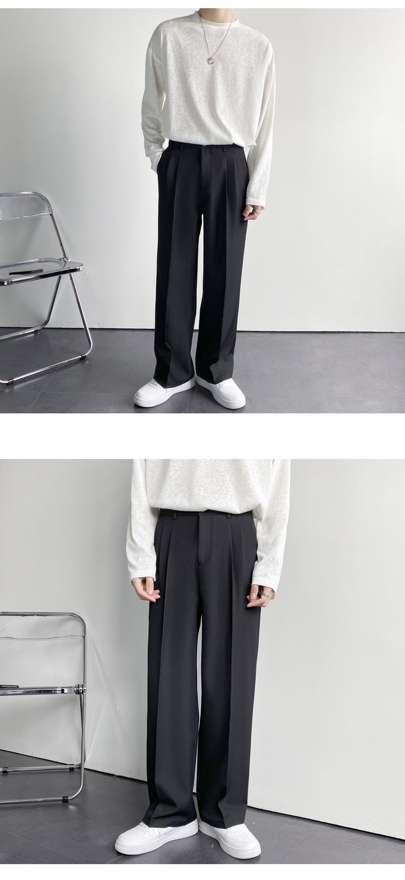Men Suit Pants Solid Full Baggy Casual Wide Leg Trousers for Men Khaki Black White Japanese Style Streetwear Oversize Pants Man