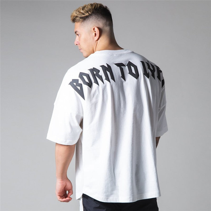 New Men's Cotton Black Short Sleeve Gym Fitness Oversized T-Shirt Summer Fashion Loose Casual Men's Shirt Sports Short Sleeve