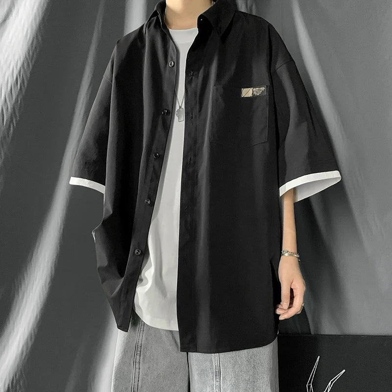 saferido fashion niche Design Summer new short sleeve shirt loose Korean clothing chic style shirt fashion shirts streetwear