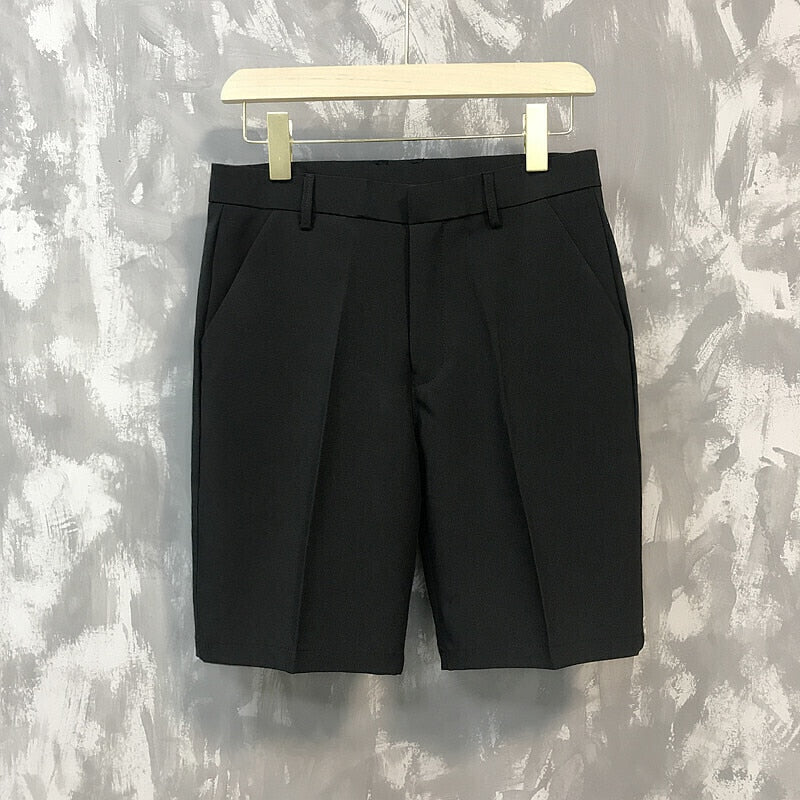 five-point pants men's summer trend casual 5 points mid pants wild youth loose white suit shorts bermuda masculina