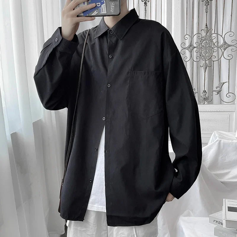 saferido Shirt men's long sleeve ins simple and versatile loose Shirt spring and autumn Korean fashion handsome casual